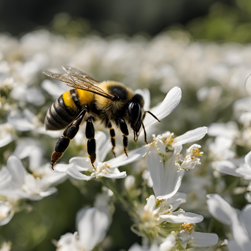 Le Miel Sauvage : Abeille qui butine une fleur en pleine saison